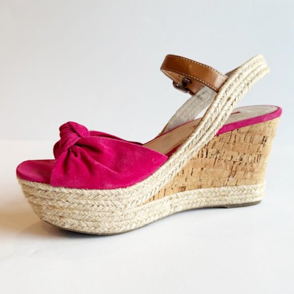Prada Suede Platform Wedge Espadrille Sandals, Pink, Size IT 41 - Picture 1 of 8